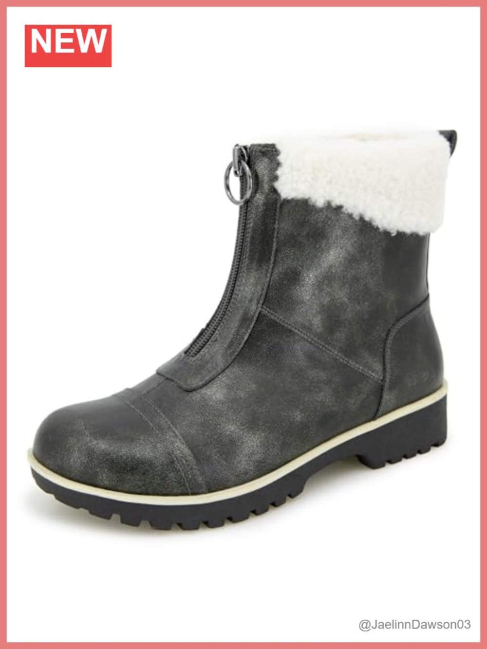 Women's Water Resistant Mid-Calf Boots Memory Foam Hiking Zip